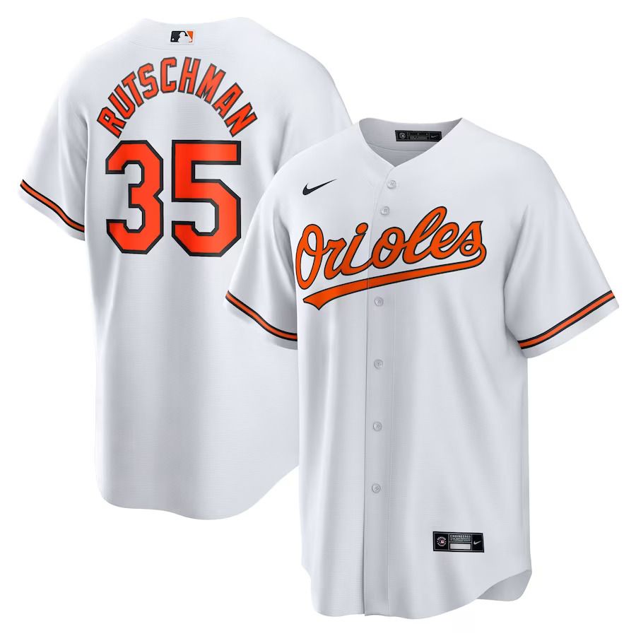 Men Baltimore Orioles 35 Adley Rutschman Nike White Home Replica Player MLB Jersey